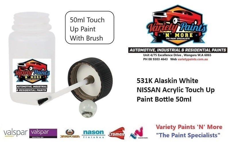531K Alaskin White Suitable for Nissan ACRYLIC Touch Up Paint 50ML