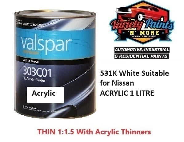 531K White Suitable for Nissan ACRYLIC 1 LITRE