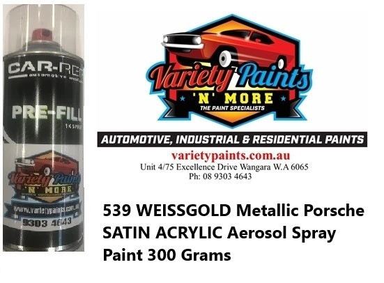 539 WEISSGOLD Metallic Porsche SATIN ACRYLIC Aerosol Spray Paint 300 Grams