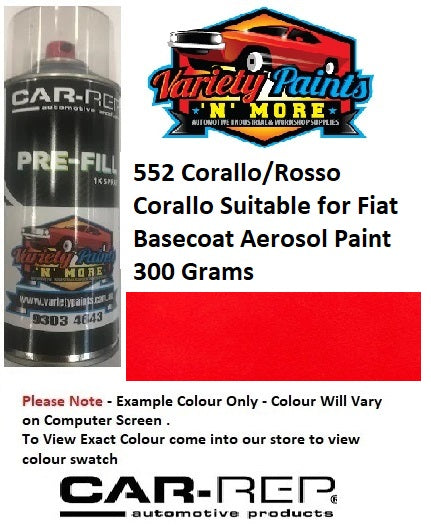 552 Corallo/Rosso Corallo Suitable for Fiat Basecoat Aerosol Paint 300 Grams