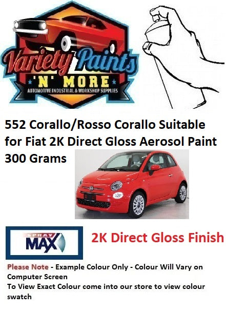 552 Corallo/Rosso Corallo Suitable for Fiat 2K Direct Gloss Aerosol Paint 300 Grams