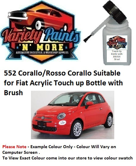 552 Corallo/Rosso Corallo Suitable for Fiat Acrylic Touch up Bottle with Brush
