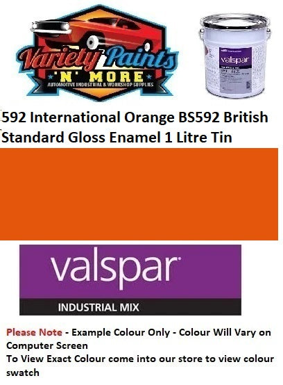 592 International Orange BS592 British Standard Gloss Enamel 1 Litre Tin