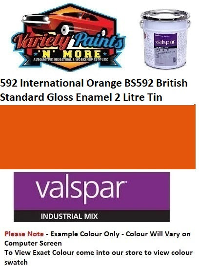 592 International Orange BS592 British Standard Gloss Enamel 2 Litre Tin