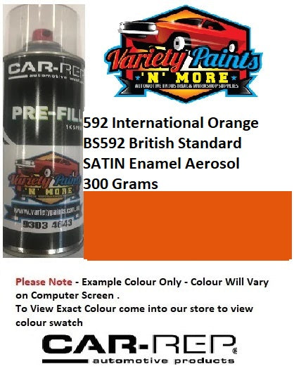 592 International Orange BS592 British Standard SATIN Enamel Aerosol 300 Grams
