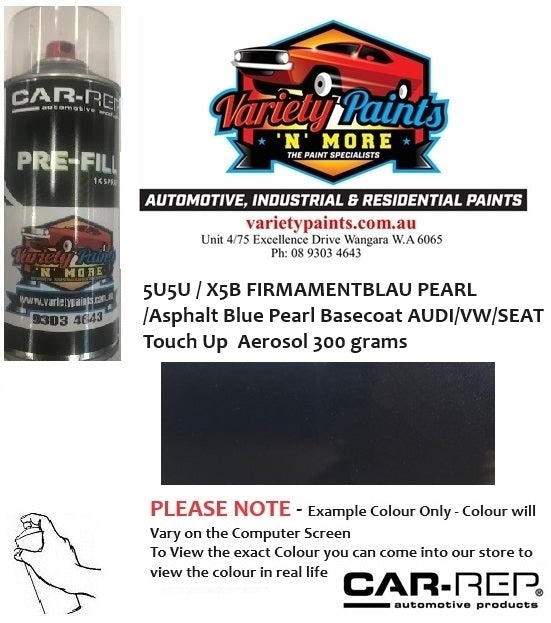 5U5U / X5B FIRMAMENTBLAU PEARL / Asphalt Blue Pearl Basecoat AUDI/VW/SEAT Touch Up  Aerosol 300 grams
