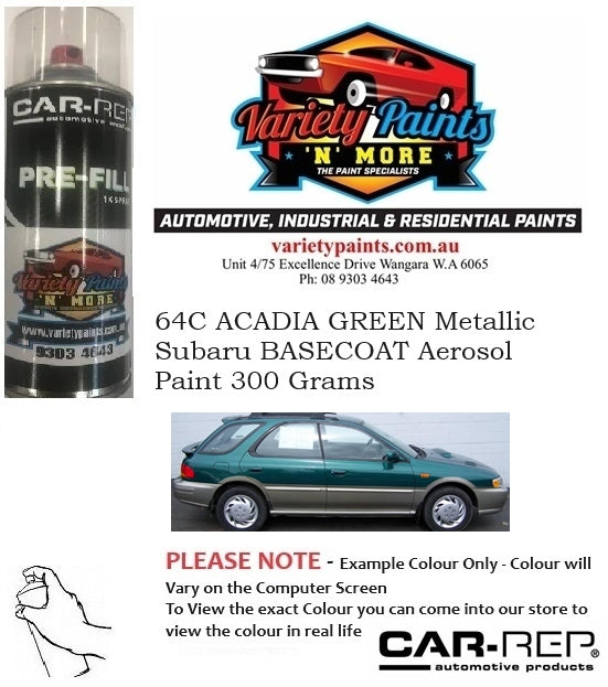 64C ACADIA GREEN Metallic Subaru BASECOAT Aerosol Paint 300 Grams