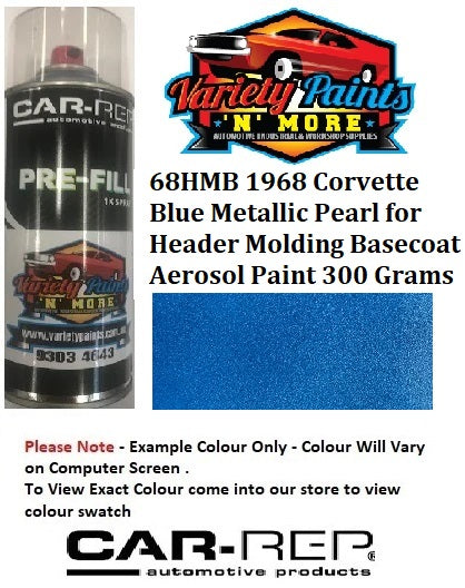 68HMB 1968 Corvette Blue Metallic Pearl for Header Molding Basecoat Aerosol Paint 300 Grams