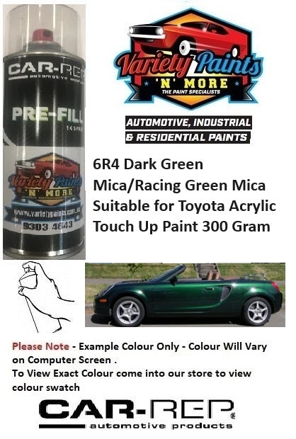 6R4 Dark Green Mica/Racing Green Mica STANDARD Suitable for Toyota Acrylic Touch Up Paint 300 Gram