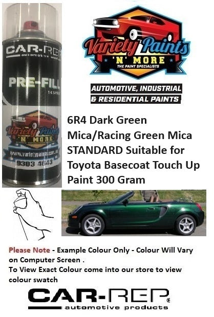 6R4 Dark Green Mica/Racing Green Mica STANDARD Suitable for Toyota Basecoat Touch Up Paint 300 Gram