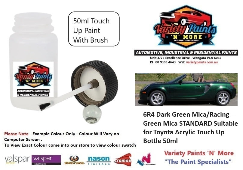 6R4 Dark Green Mica/Racing Green Mica STANDARD Suitable for Toyota Acrylic Touch Up Bottle 50ml