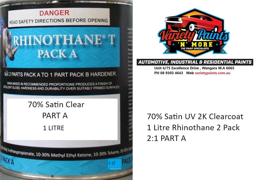 Rhinothane 70% 2K Satin UV CLEARCOAT 1 Litre 2:1 PART A