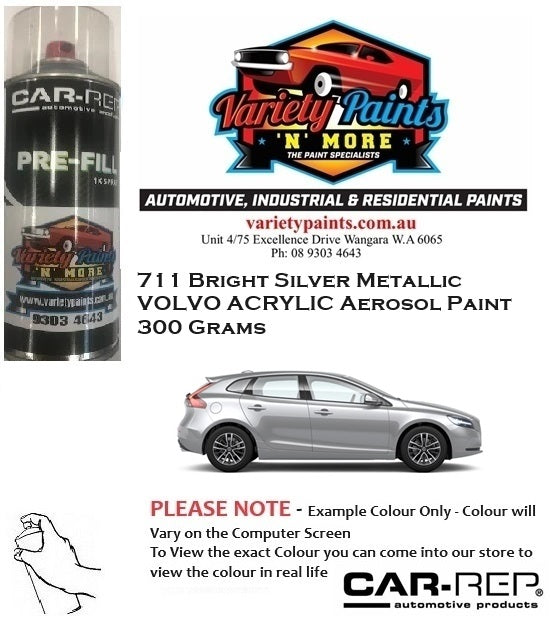 711 Bright Silver Metallic VOLVO ACRYLIC Aerosol Paint 300 Grams