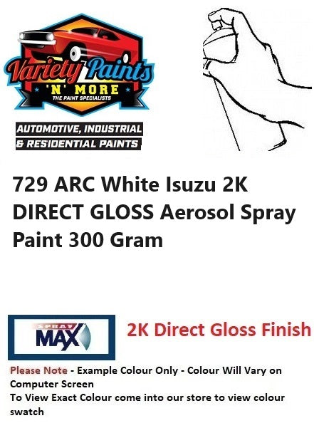 729 ARC White Isuzu 2K DIRECT GLOSS Aerosol Spray Paint 300 Gram 1IS BOX14A