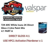 729 ARC White Isuzu 2K Direct Gloss 2 Litre Paint Mix