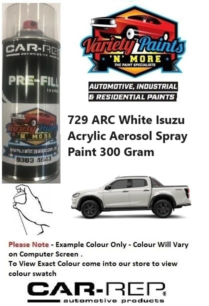 729 ARC White Isuzu Acrylic Aerosol Spray Paint 300 Gram 20IS SH1
