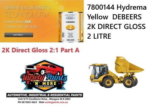 7800144 Hydrema Yellow  DEBEERS 2K DIRECT GLOSS 2 LITRE