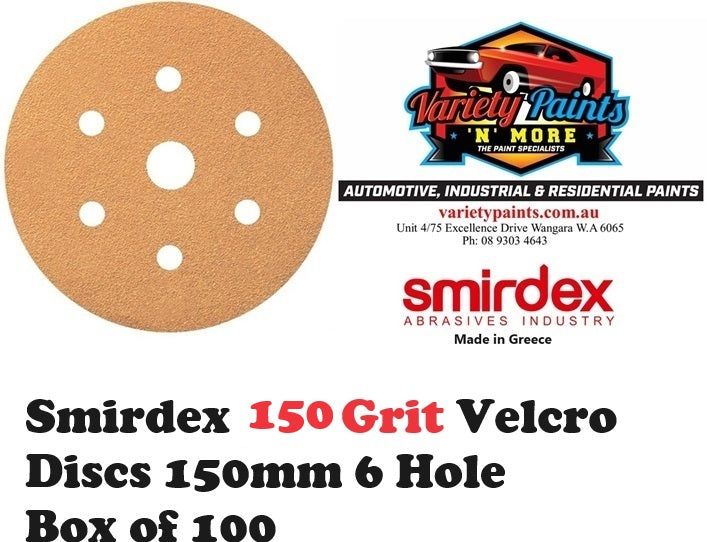 Smirdex 150 Grit Velcro Discs 150mm 6 Hole Box of 100