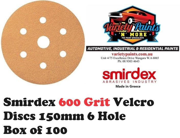 Smirdex 150 Grit Velcro Discs 150mm 6 Hole Box of 100