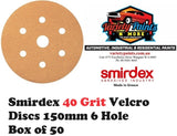 Smirdex 40 Grit Velcro Discs 150mm 6 Hole Box of 50