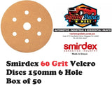 Smirdex 60 Grit Velcro Discs 150mm 6 Hole Box of 50