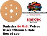 Smirdex 80 Grit Velcro Discs 150mm 6 Hole Box of 100