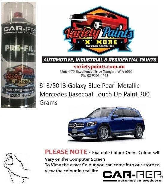 813/5813 Galaxy Blue Pearl Metallic Mercedes Basecoat Touch Up Paint 300 Grams