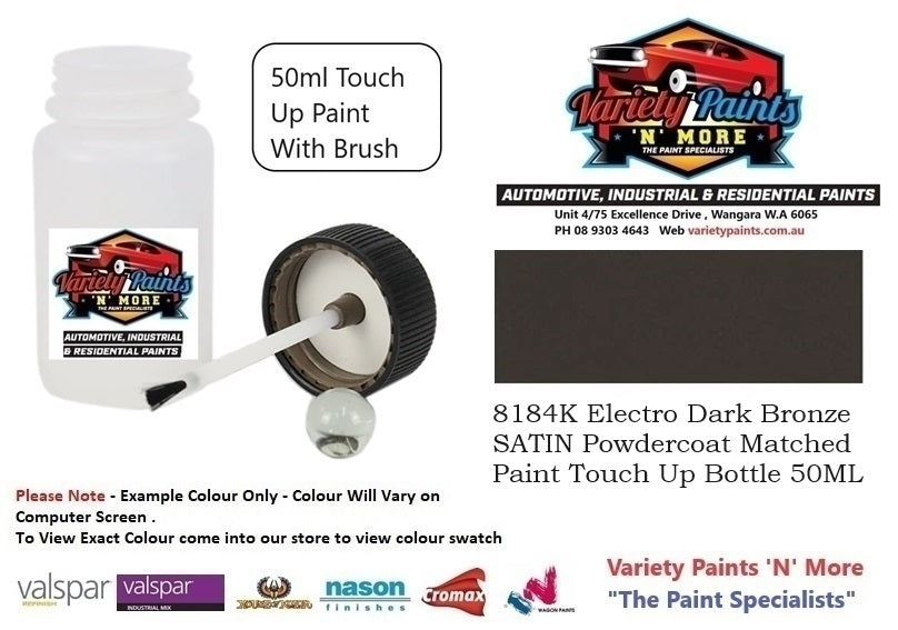 8184K Electro Dark Bronze SATIN Powdercoat Matched Paint Touch Up Bottle 50ML