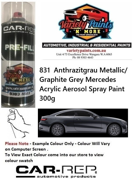 831  Anthrazitgrau Metallic/ Graphite Grey Mercedes Acrylic Aerosol Spray Paint 300g