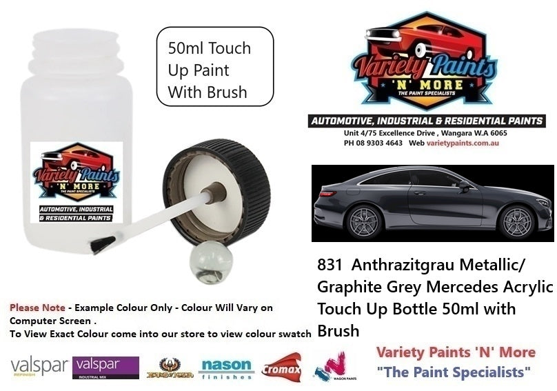 831  Anthrazitgrau Metallic/ Graphite Grey Mercedes Acrylic Touch Up Bottle 50ml with Brush
