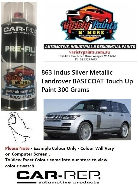 863 Indus Silver Metallic Landrover BASECOAT Touch Up Paint 300 Grams