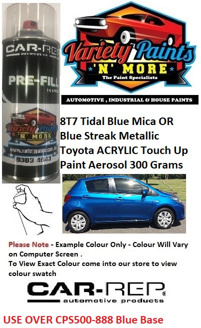 8T7 Tidal Blue Mica /Blue Streak Metallic Suitable for Toyota ACRYLIC Touch Up Paint Aerosol 300 Grams