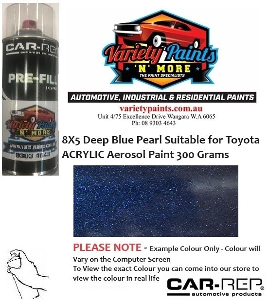 8X5 Deep Blue Pearl Suitable for Toyota ACRYLIC Aerosol Paint 300 Grams