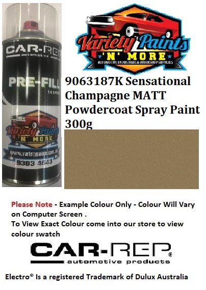 9063187K Sensational Champagne MATT Powdercoat Spray Paint 300g 2IS 19A