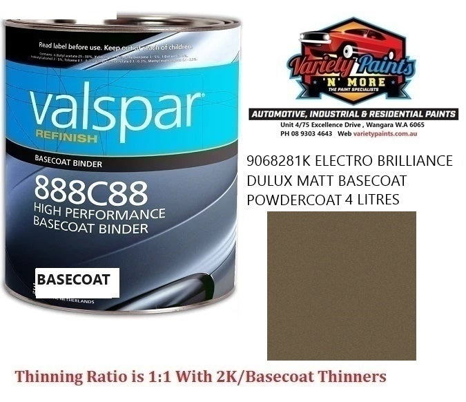 9068281K ELECTRO BRILLIANCE DULUX MATT B/C POWDERCOAT MATCHED 4 LITRES