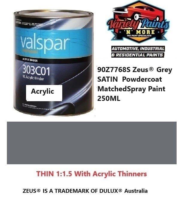 90Z7768S Zeus® Grey SATIN  Powdercoat MatchedSpray Paint 250ML