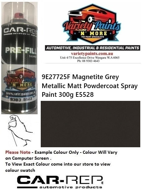 9E27725F Magnetite Grey Metallic Matt Powdercoat Spray Paint 300g E5528