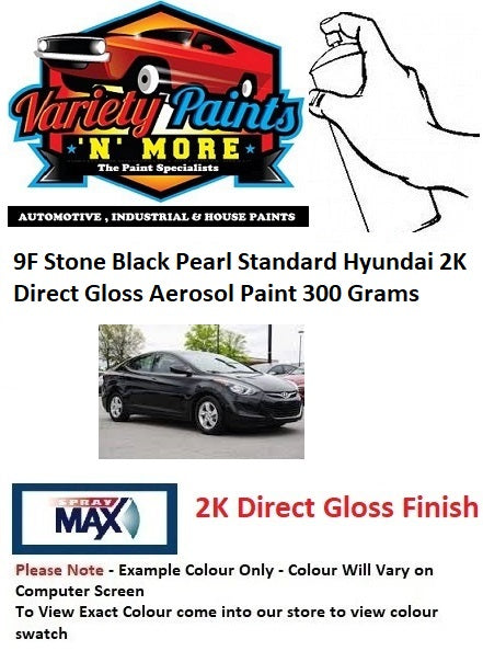 9F Stone Black Pearl Standard Hyundai 2K Direct Gloss Aerosol Paint 300 Grams