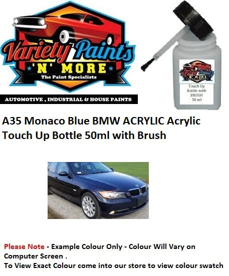 A35 Monaco Blue BMW ACRYLIC Acrylic Touch Up Bottle 50ml with Brush