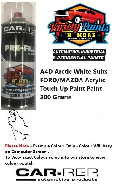A4D/2FU/SWU Arctic White Ford/Mazda  Acrylic Touch Up Paint Paint 300 Grams 1IS 32A