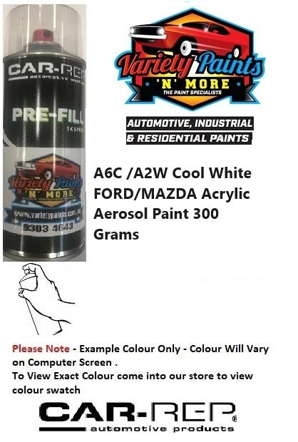 A6C /A2W Cool White FORD/MAZDA Acrylic Aerosol Paint 300 Grams 3IS BOX 43A