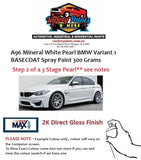 A96 Mineral White Pearl BMW (VARIANT 1) BASECOAT Spray Paint 300 Grams Step 2 ** see notes
