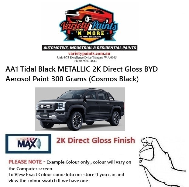 AA1 Tidal Black METALLIC 2K Direct Gloss BYD Aerosol Paint 300 Grams