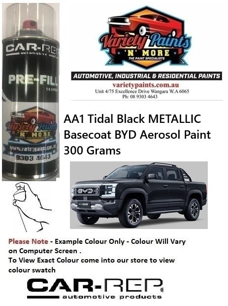 AA1 Tidal Black METALLIC Basecoat BYD Aerosol Paint 300 Grams
