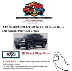AAP OBSIDIAN BLACK METALLIC 2K Direct Gloss BYD Aerosol Paint 300 Grams