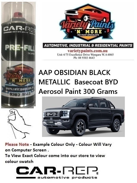 AAP OBSIDIAN BLACK METALLIC  Basecoat BYD Aerosol Paint 300 Grams