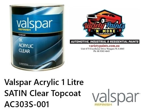 Valspar Acrylic 1 Litre SATIN Clear Topcoat AC303S-001
