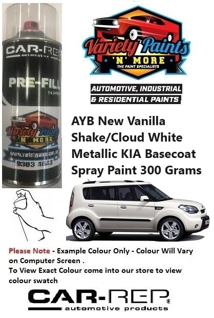 AYB New Vanilla Shake/Cloud White Metallic KIA Basecoat Spray Paint 300 Grams