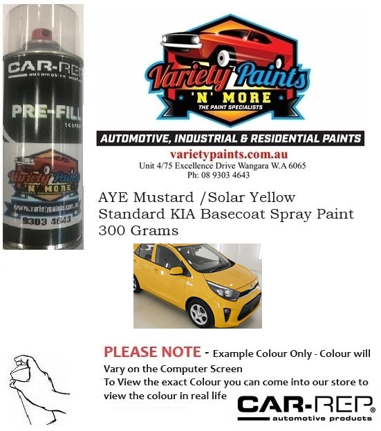 AYE Mustard /Solar Yellow Standard KIA Basecoat Spray Paint 300 Grams