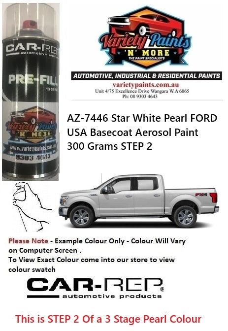 AZ-7446 Star White Pearl FORD USA Basecoat Aerosol Paint 300 Grams